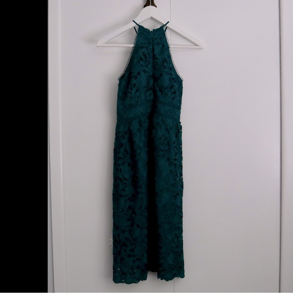 LOFT petite teal embroidered floral midi dress - Picture 5 of 6